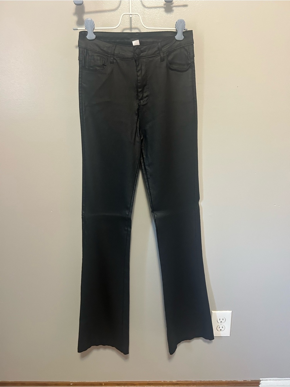 Faux leather flare pants